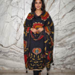 Premium Black Unstitched Suit Set with Ethnic Artwork