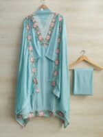 Insiya:Machine work sky blue mul cotton suit