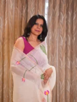 Insiya :  Linen Silk Jamdani Saree - Image 6