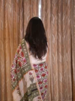 Insiya : Artisan Hand-Block Printed Linen Cotton Saree - Image 7