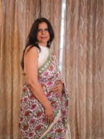 Insiya : Artisan Hand-Block Printed Linen Cotton Saree - Image 6