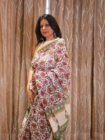 Insiya : Artisan Hand-Block Printed Linen Cotton Saree - Image 4