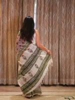 Insiya : Artisan Hand-Block Printed Linen Cotton Saree - Image 2