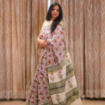 Insiya : Artisan Hand-Block Printed Linen Cotton Saree