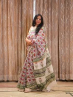 Insiya : Artisan Hand-Block Printed Linen Cotton Saree
