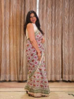 Insiya : Artisan Hand-Block Printed Linen Cotton Saree - Image 3