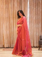 Insiya: Shimmering Cotton Tissue Linen Jamdani Saree - Image 5
