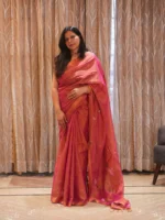 Insiya: Shimmering Cotton Tissue Linen Jamdani Saree - Image 3
