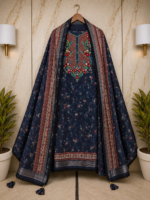 Artisan Floral Embroidered Unstitched Linen Suit - Image 6