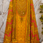 Insiya:Glass Fabric Suit with Mirror Work & Jaipuri Bandhej Design