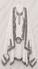 Zariya Off-White Weaved Muslin Suit