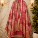 Coral Silk  Golden Embroidery Suit