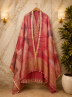 Coral Silk  Golden Embroidery Suit