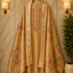 Floral Elegance Golden Tissue Suit