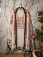 Delicate thread hand embroidery Linen Suit