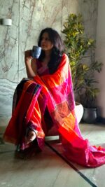 Multicolor Checks Linen Saree - Image 4