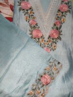 Insiya:Machine work sky blue mul cotton suit - Image 2