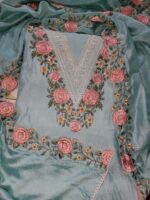 Insiya:Machine work sky blue mul cotton suit - Image 3