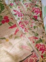 Luxe Tussar Silk Unstitched Suit with Intricate Zardozi Embroidery - Image 3