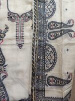 Zariya Off-White Weaved Muslin Suit - Image 2
