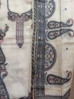 Zariya Off-White Weaved Muslin Unstitched Suit - Image 2