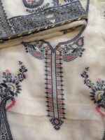 Zariya Off-White Weaved Muslin Suit - Image 3
