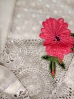 Ruhani Cotton Unstitched Suit with Handcrafted Kiroshiya Lace - Image 3