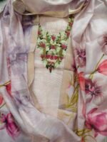 Naayra Linen Unstitched Suit with Artisan Hand Work - Image 2