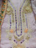 Insiya:Lavender Bloom Muslin Suit with Mirror & Jute Work - Image 3