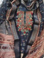 Insiya:Artisan Floral Embroidered Linen Suit - Image 3