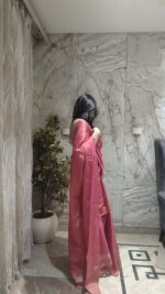 Insiya: Shimmering Cotton Tissue Linen Jamdani Saree - Image 7
