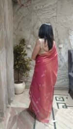 Shimmering Cotton Tissue Linen Jamdani Saree - Image 6