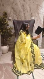 Artisan Slub Cotton Saree with Patch Work Details