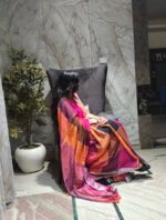 Multicolor Checks Linen Saree - Image 5