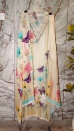 Pearl Grace Digital Print Muslin Unstitched Suit with Lace Work