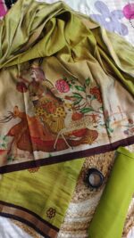Insiya: Regal Maheshwari parrot Green Suit - Image 3