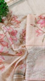 Naayra Linen  Unstitched Suit with Artisan Knot Work - Image 2