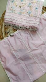 Soft Blossom Mul Cotton Lace Work  Unstitched Suit - Image 2
