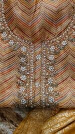Noor Mahal Maheshwari Tissue Unstitched Suit with Pearl & Zardozi Work - Image 4