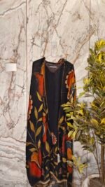 Premium Black Unstitched Suit Set with Ethnic Artwork - Image 2