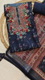 Insiya:Artisan Floral Embroidered Linen Suit - Image 2