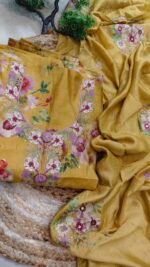 Golden Glow Handwork Cotton Silk Unstitched Suit - Image 3