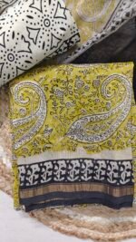 Abira Hand Block Chanderi  Unstitched Suit - Image 3