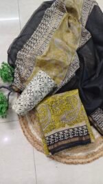 Abira Hand Block Chanderi  Unstitched Suit - Image 2