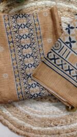 Heritage Handwork Tussar Silk Unstitched Suit - Image 4