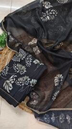 Velira Black Linen Unstitched Suit - Image 2