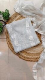 Valira  Sea Blue Mul Cotton Unstitched Suit - Image 2