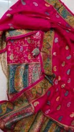 Elegant Position Work Magenta Dola Silk Suit - Image 4