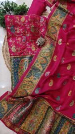 Elegant Position Work Magenta Dola Silk Suit - Image 3