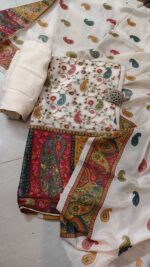 Elegant Position Work Beige Dola Silk Suit - Image 2